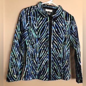 DRAPERS & DAMONS Stunning Blue & Black Zippered Blouse Jacket  Size PS
